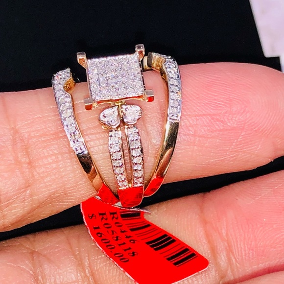 REAL DIAMOND .55ct BRIDAL RING SET NOT CZ NOT FAKE - Picture 3 of 12